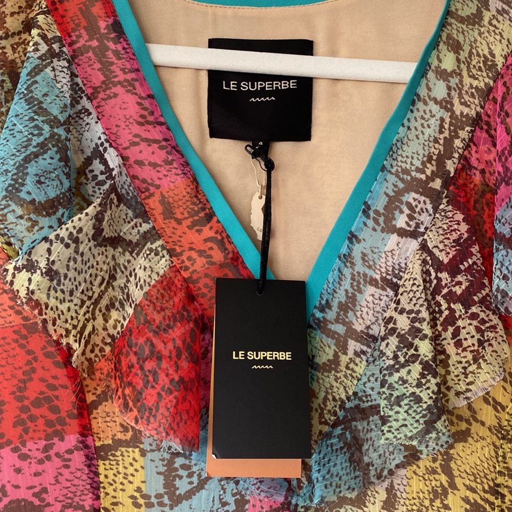Multicolor V-Neck Mini Dress - Picture 6 of 10
